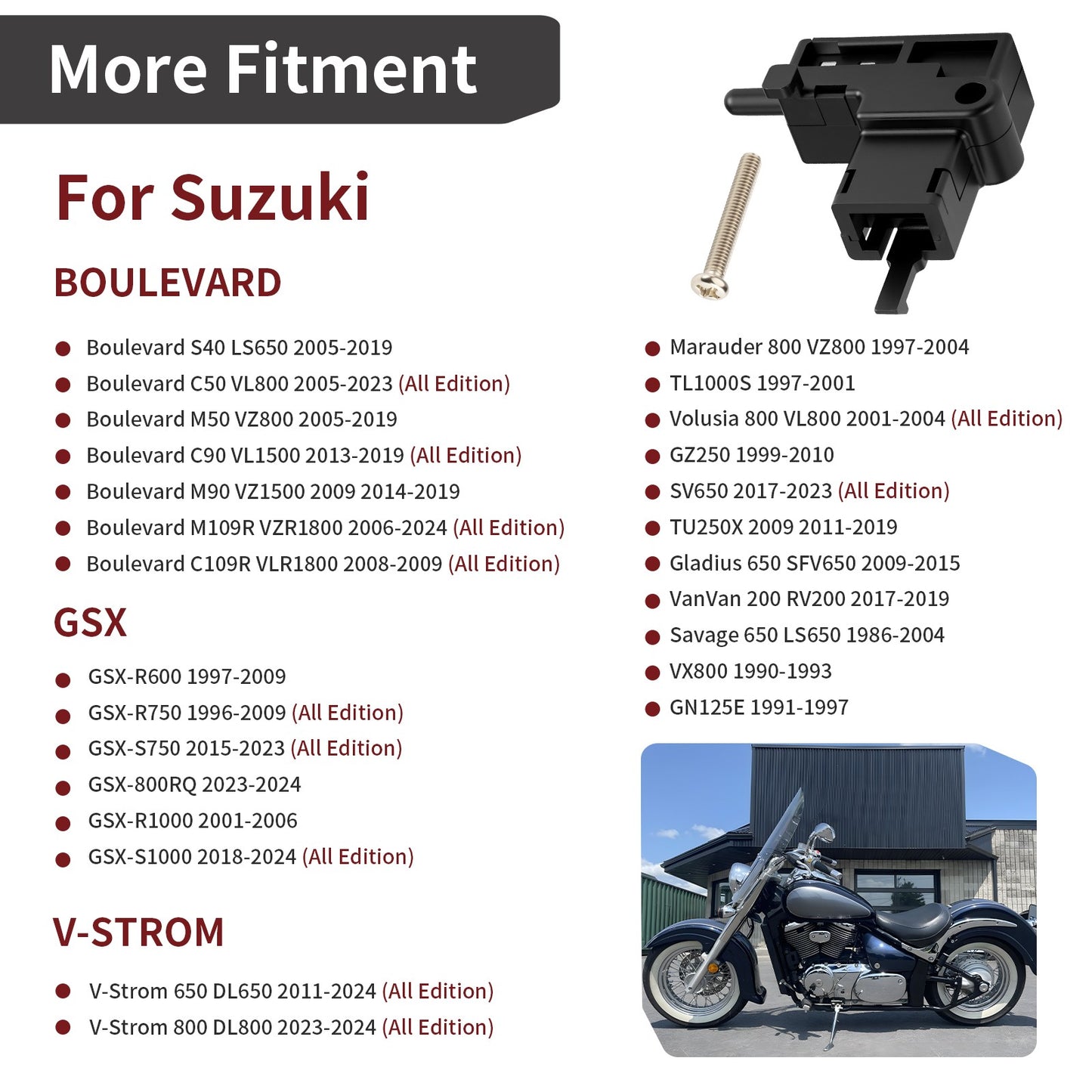Clutch Lever Switch for Suzuki GSXS1000 (2018–2024) TL1000S (1997–2001)