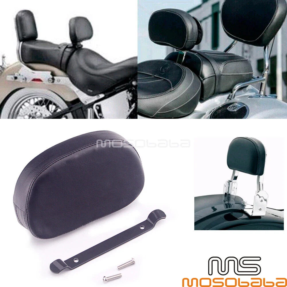 Black Backrest Pad Cushion for Harley Softail Short Sissy Bars