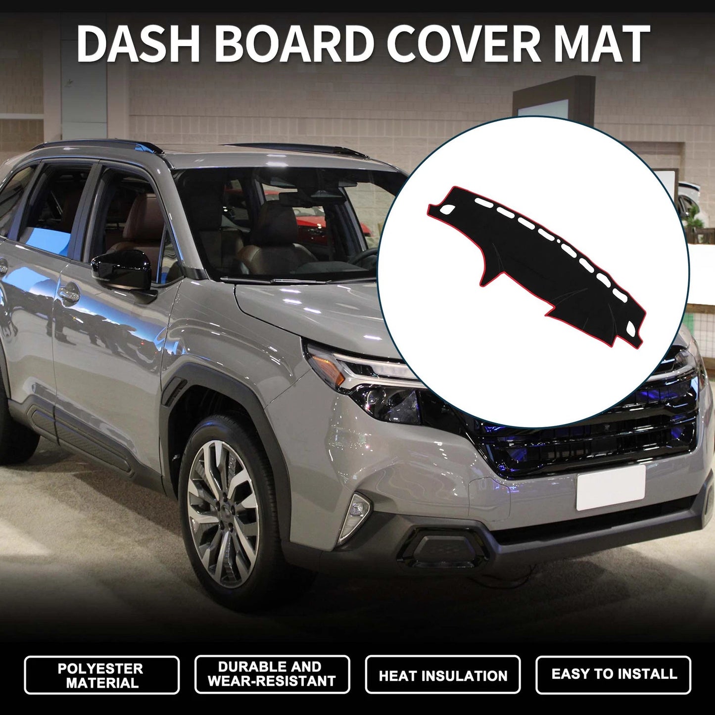 Dashboard Cover Mat for Subaru Forester SH (2007–2012) Black Red