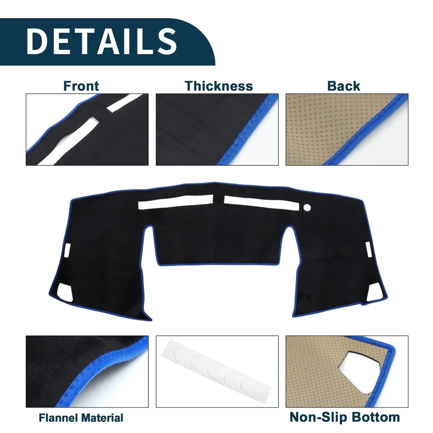 Dashboard Dash Cover Mat for Daihatsu Wake LA700S/LA710S (2014–2023) Black Blue Set of 1