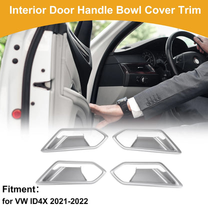 Interior Door Handle Bowl Cover Trim for VW ID4X (2021–2022) Silver Tone