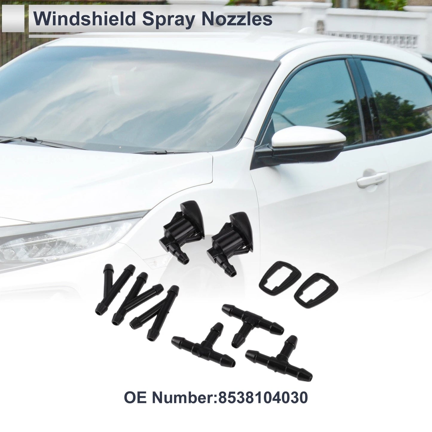 Washer Nozzle Set of 3 w/ Hose Connector for Toyota  No. 85381AE020