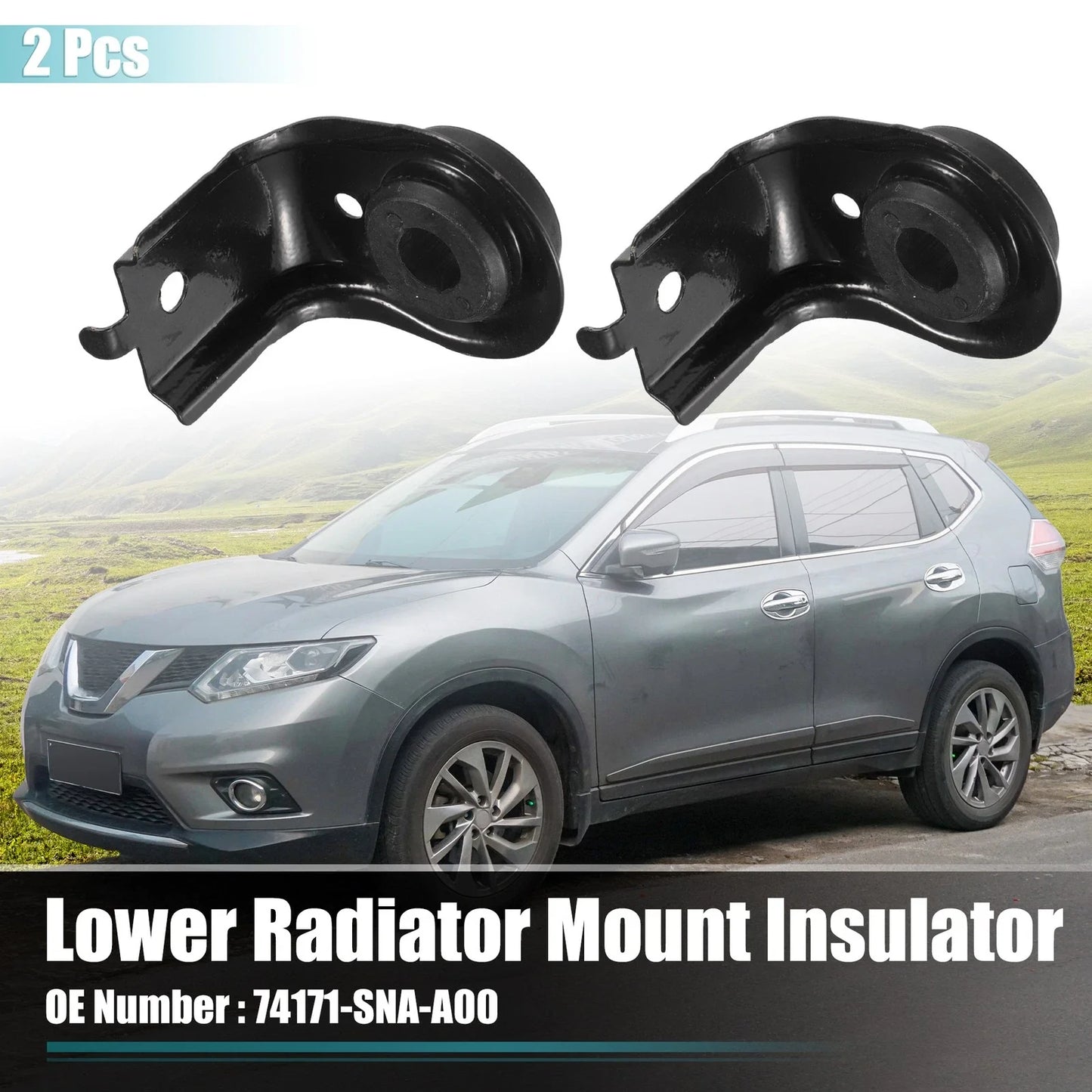 2 x Car Upper Radiator Brackets with Cushions for Honda Civic (2006-2011)
