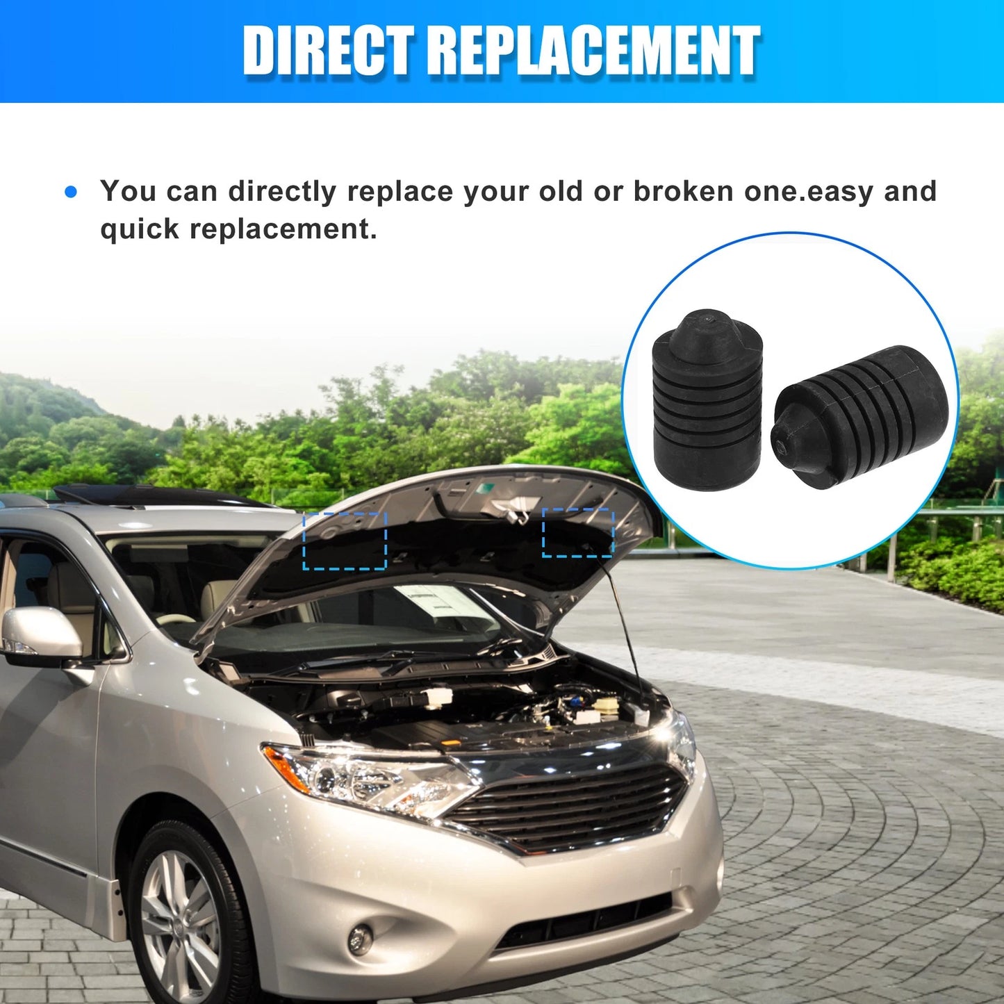 2 Pcs Hood Rubber Cushion Bumper for Nissan 200SX Altima Frontier (1995–2001)
