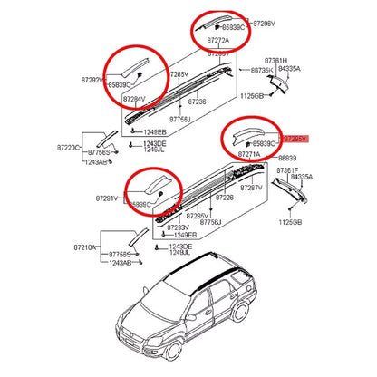 Roof Rack Covers / 4pcs / Black for Kia Sportage (2004–2007)