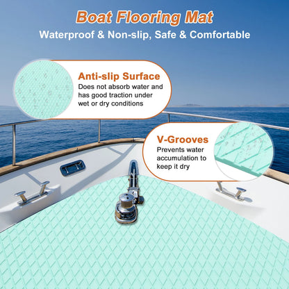 Boat Flooring Strip for Marine Use (96" L x 38" W, Seafoam Green)