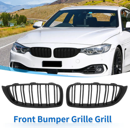 Matte Black Hood Grill Kidney Grille Double Slat for BMW F32 (2013 - 2018) 4-Door