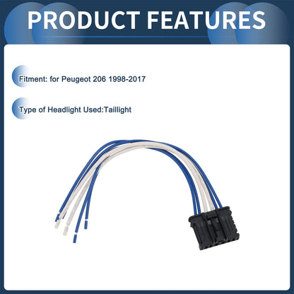 Set of 1 Headlight Wiring Harness Assembly for Peugeot 206 (1998–2017)
