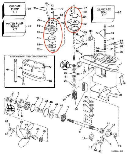 Water Pump Impeller Kit for Evinrude Johnson 20-35 HP (Year Unknown)