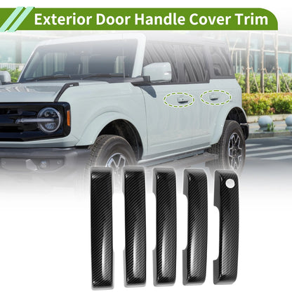 Set of 1 Exterior Door Handle Cover Trim for Ford Bronco (2021–2025) Carbon Fiber Black