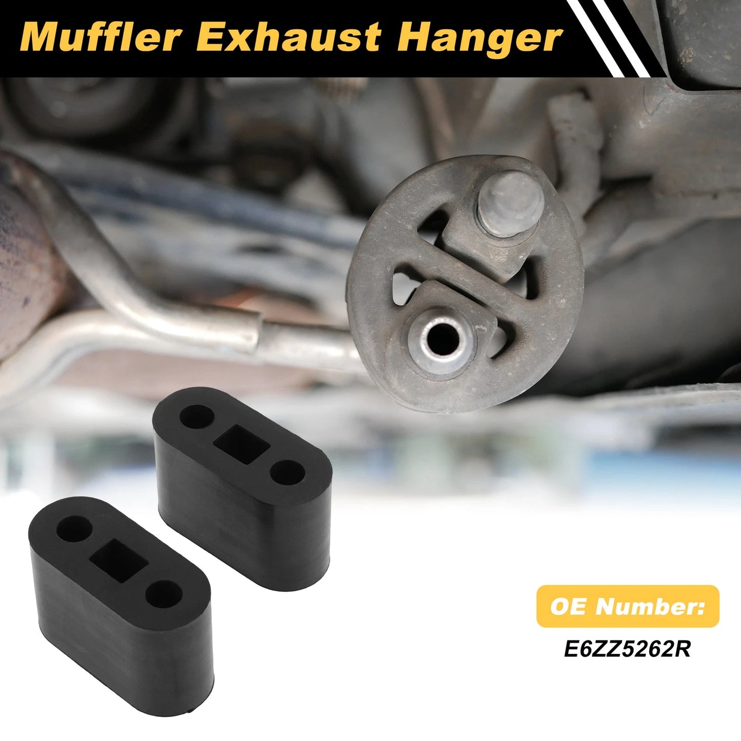 2X Muffler Exhaust Hanger for Mustang V8 (1986–2004) E6ZZ5262R Rubber Black