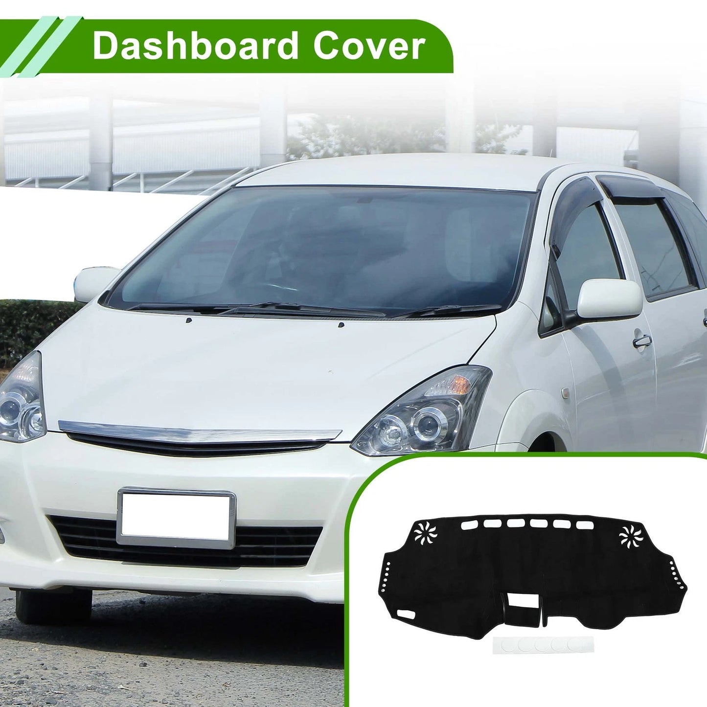 Dashboard Cover Mat for Toyota Wish (2010–2018) Sun Protector Pad Black