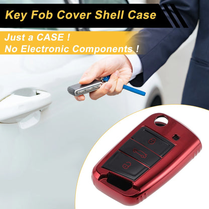 Car Key Case for VW Golf 7 Mk7 Tiguan Touran T-Roc T-Cross Polo (2013–2023) - 3 Buttons