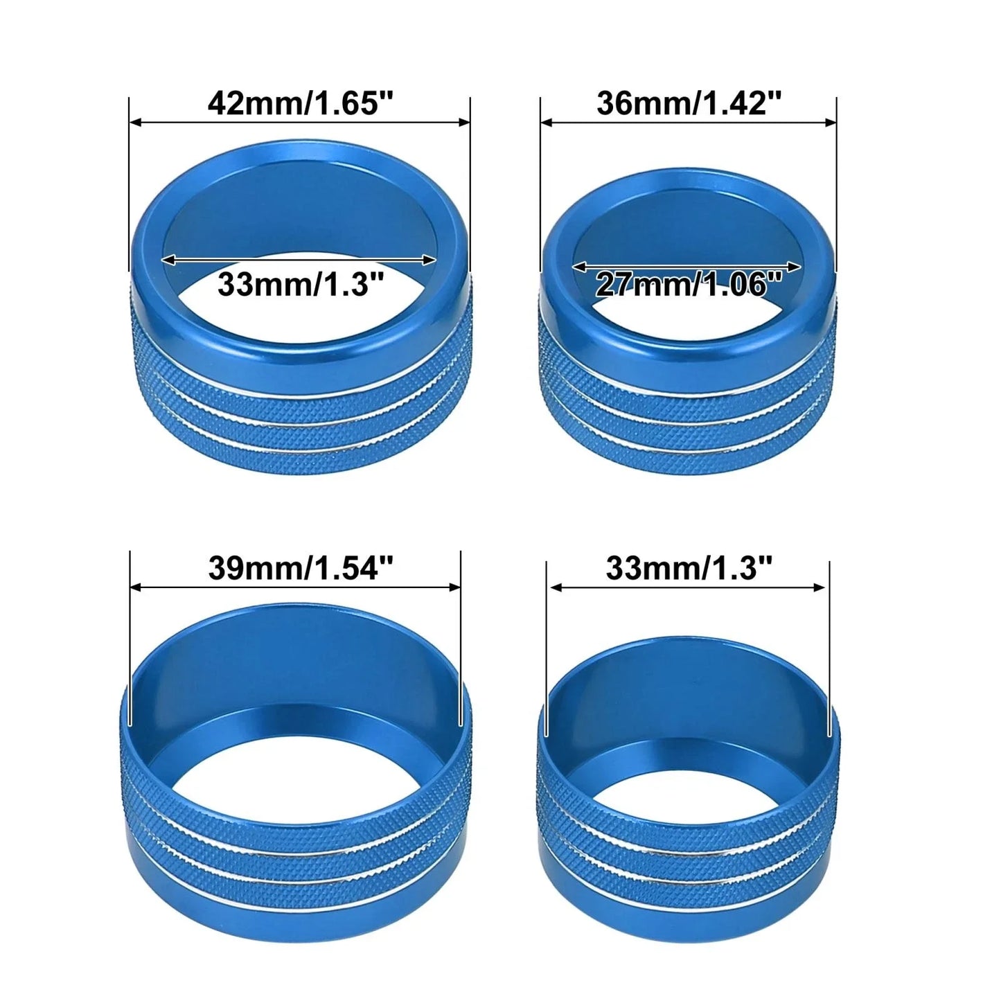 5 x Blue AC Radio Switch Knob Covers for Dodge Ram 1500 (2018-2020)