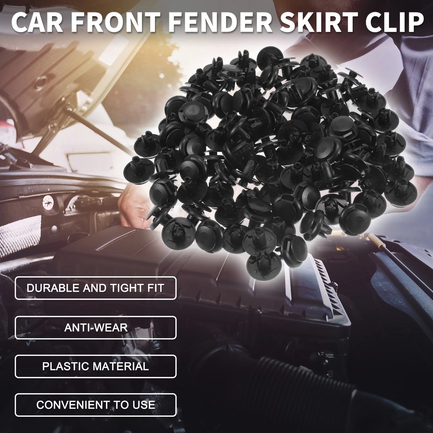100 Pcs Front Fender Skirt Clip for Honda Civic (2013–2021) & Honda Fit (2015–2021)