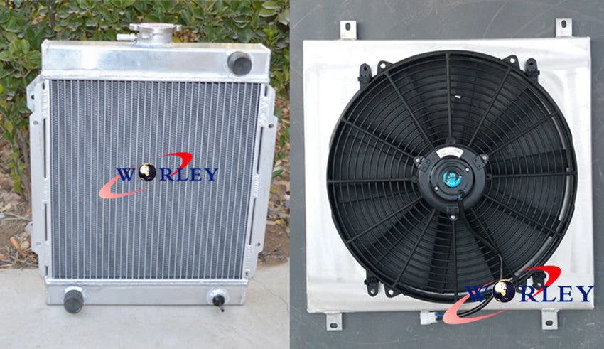 3 Row Aluminum Radiator with Shroud and Fan for Datsun 1200 B110 (1970–1976)