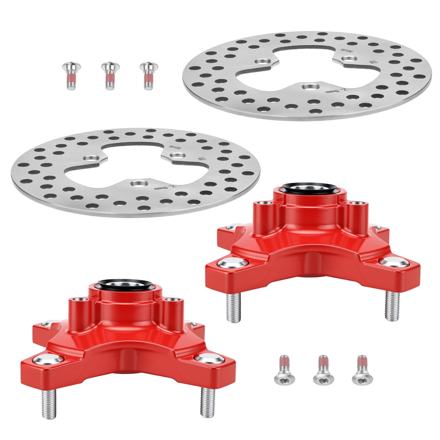 Set of 2 Red Wheel Hubs with Brake Discs for Honda TRX250X (2009–2014)