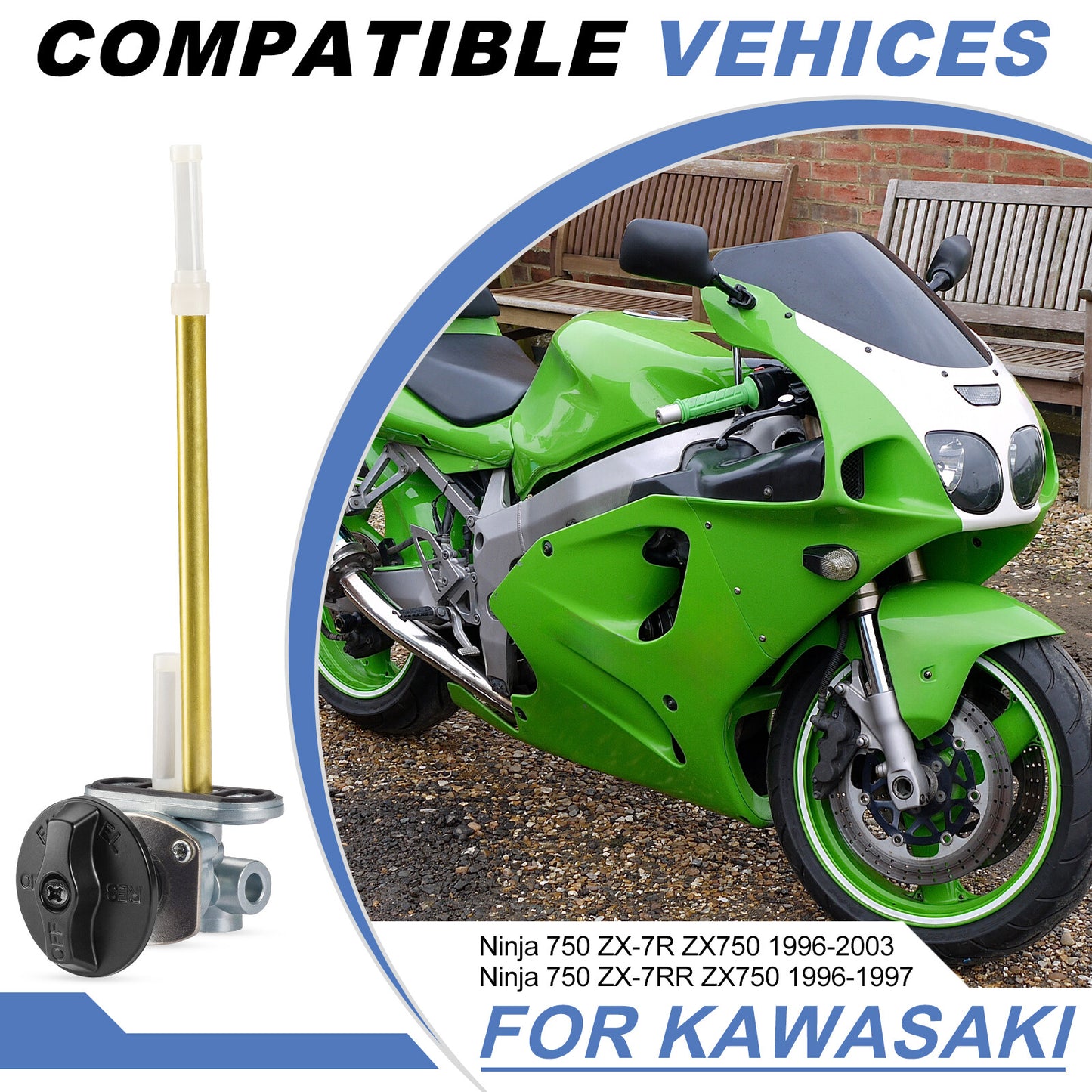 Fuel Tank Petcock Valve with Knob for Kawasaki Ninja ZX7R (1996–2003)