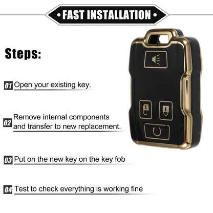 TPU Black 4 x Button Remote Keyless Key Fob Cover for Chevy Suburban & GMC