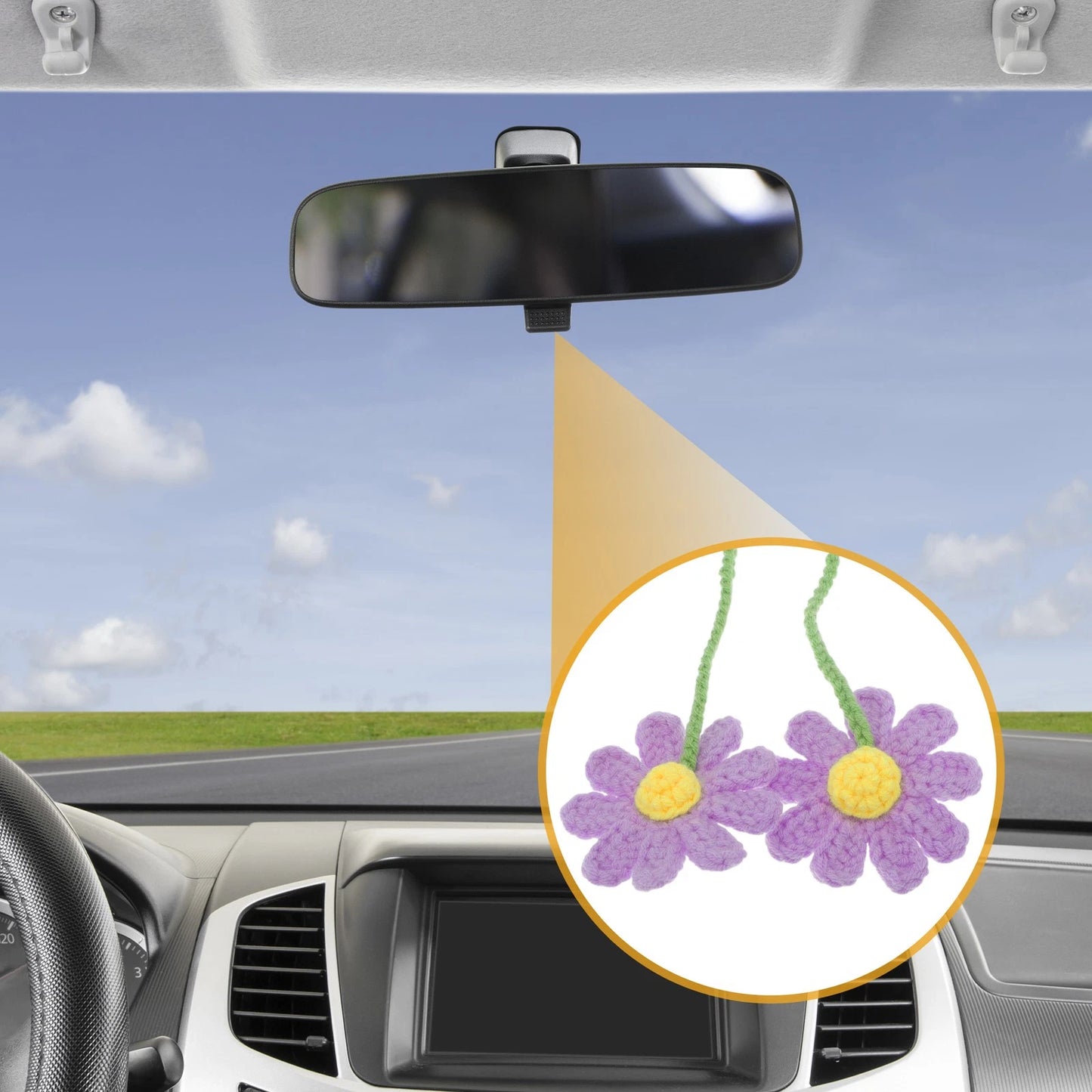 Flower Rear View Mirror Pendant for Car - Light Purple