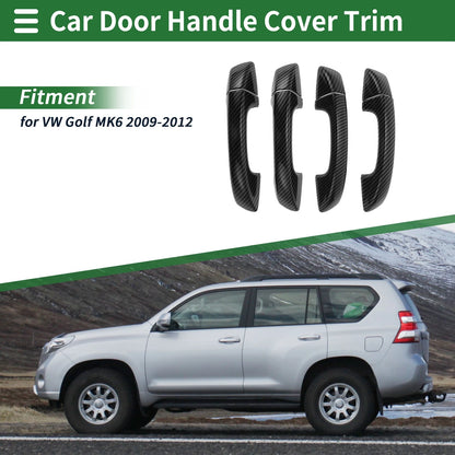 Car Door Handle Cover Trim for VW Golf MK6 (2009–2012) Carbon Fiber Black