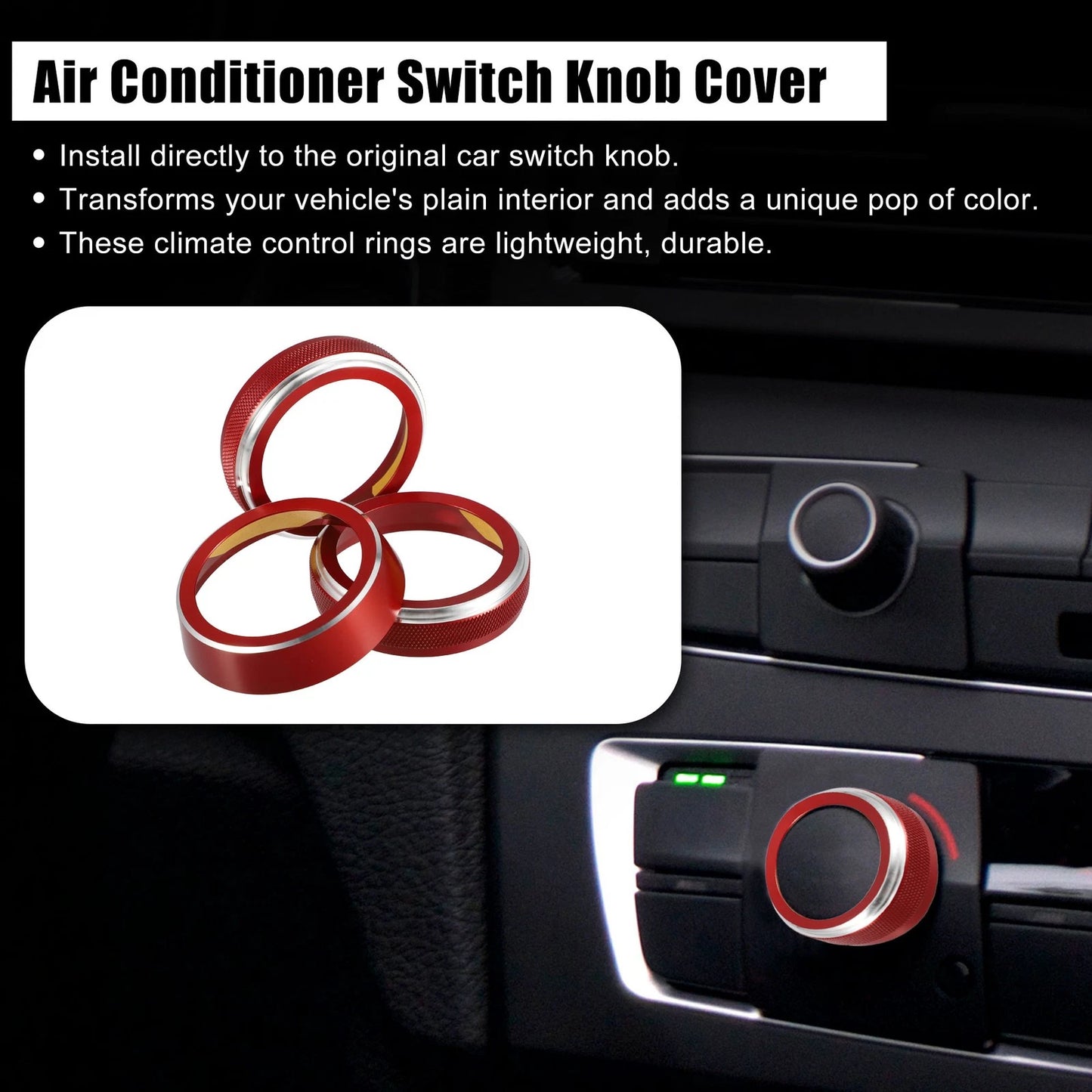 3 Pcs Air Conditioner Switch Knob Cover Ring for Suzuki Jimny JB64W (2018–2023)