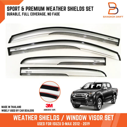 Silver Visor Rain Shield Wind Deflector for Isuzu D-Max (2012-2019)