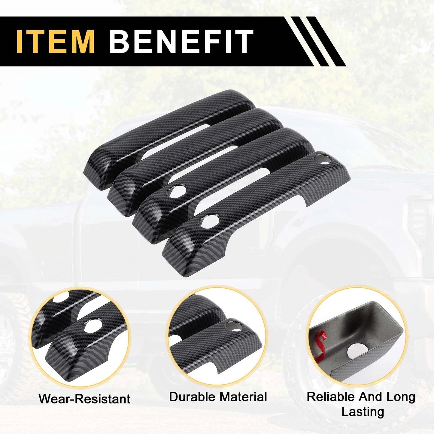 Set of 4 Exterior Door Handle Covers for Ford F-150 (2021–2024) Carbon Fiber