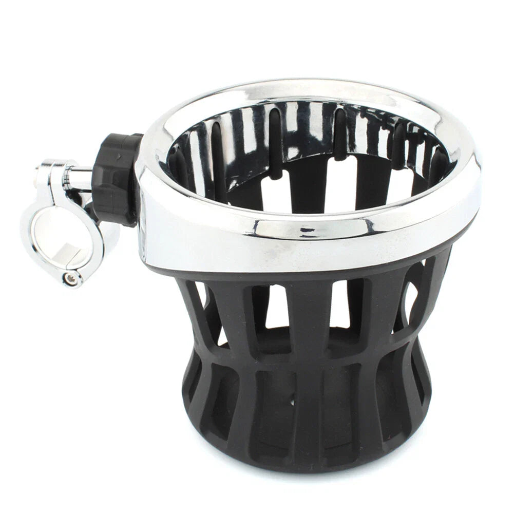Chrome Motorcycle Drink Cup Holder for 7/8"-1" Bars (22mm-25mm)