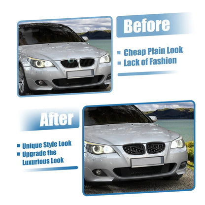 Pair Front Hood Bumper Grille for BMW 5 Series E60 (2004-2009) Black