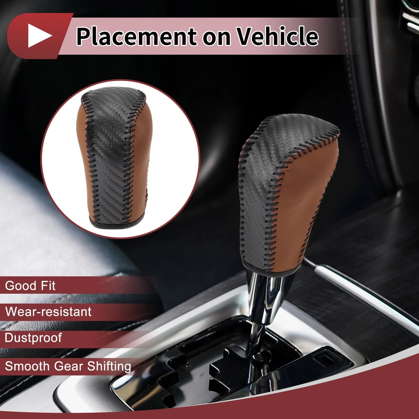 1 Pc Gear Shift Knob Cover for Honda Inspire (2023) Brown Faux Leather