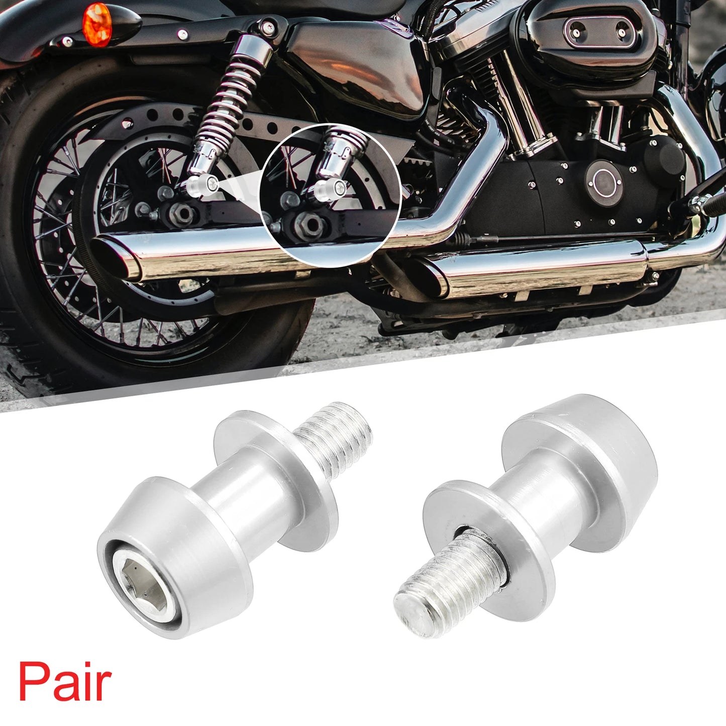1 Pair M10x1.5 Silver Tone Swing Arm Spools Sliders for Kawasaki
