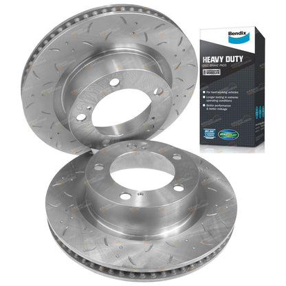 Front Slotted Disc Brake Rotors & HD Pads for Landcruiser 200 Series (2008–2021)