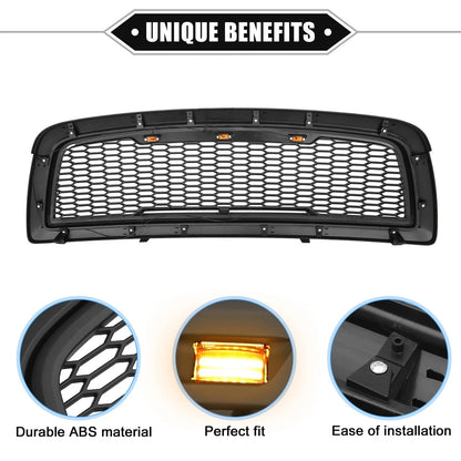Front Grille Assembly with LED Lights for Dodge Ram 3500 (2010) Matte Black
