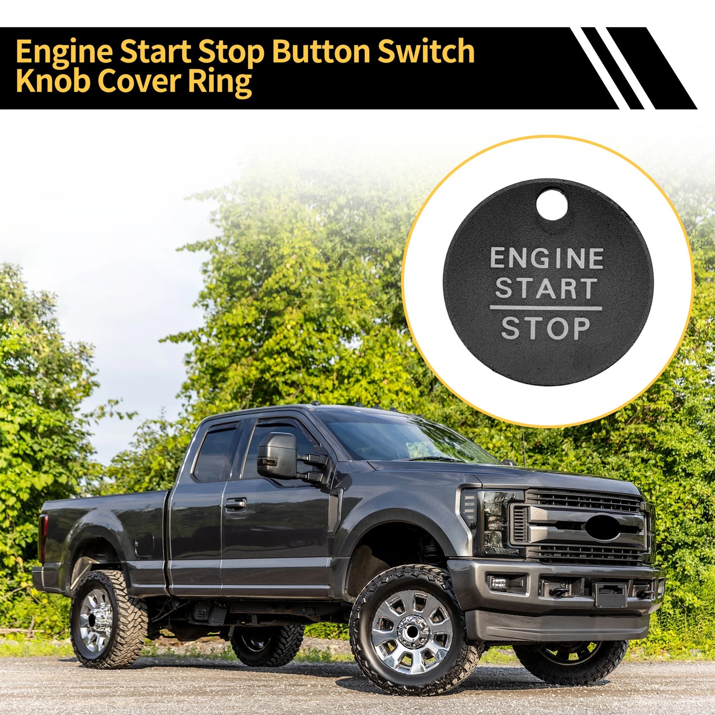 Engine Start Stop Button Switch Knob Cover for Ford F-150 (2016–2021) Black