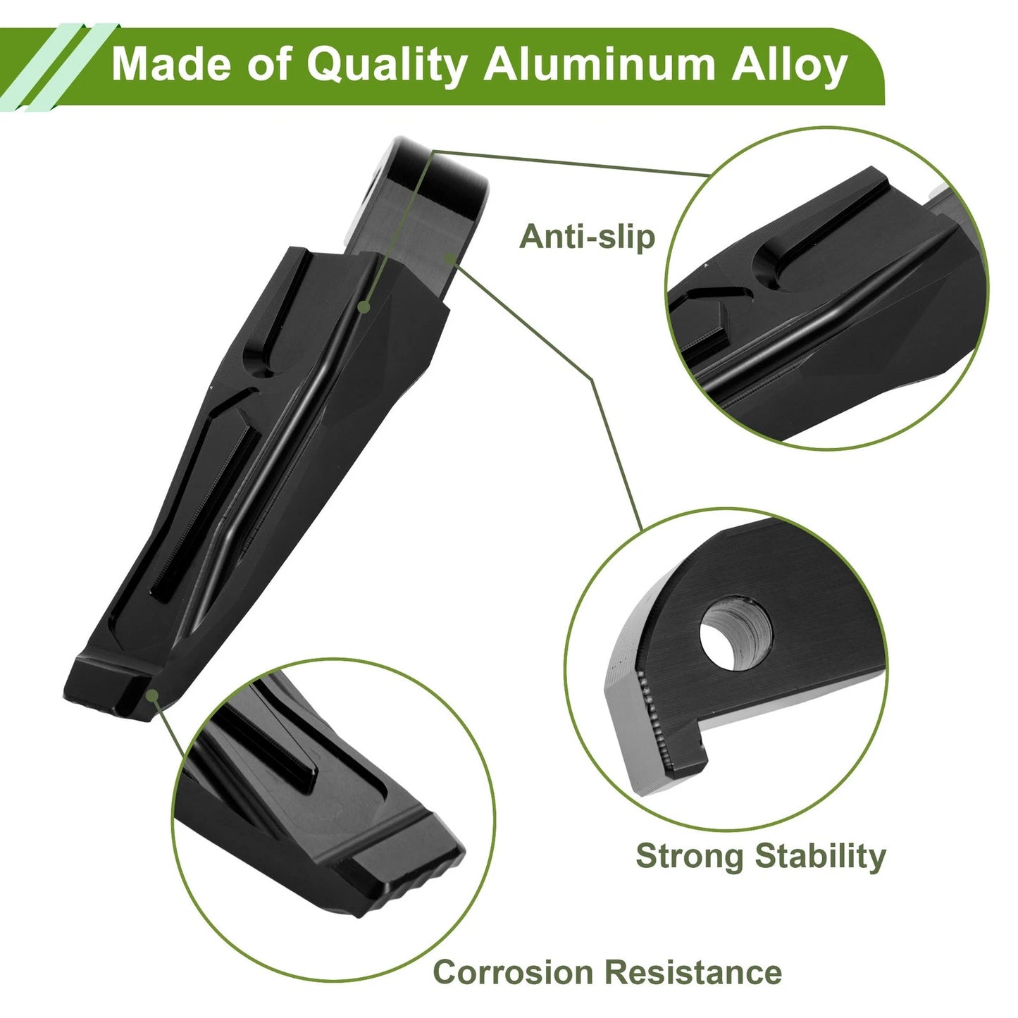 Set of 2 Motorcycle Foot Pegs for Yamaha T-Max 530 (2012–2019) Aluminum Black