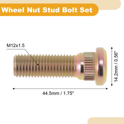 10 pcs M12x1.5 Wheel Lug Studs for Toyota 4Runner (1984–1999) No.610-312 Gold Tone