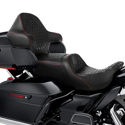 Black+Red Driver/Passenger Seat Backrest for Harley Touring (2014-2023)
