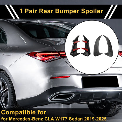 1 Pair Rear Bumper Spoiler for Mercedes-Benz CLA W177 (2019–2025) Black ABS