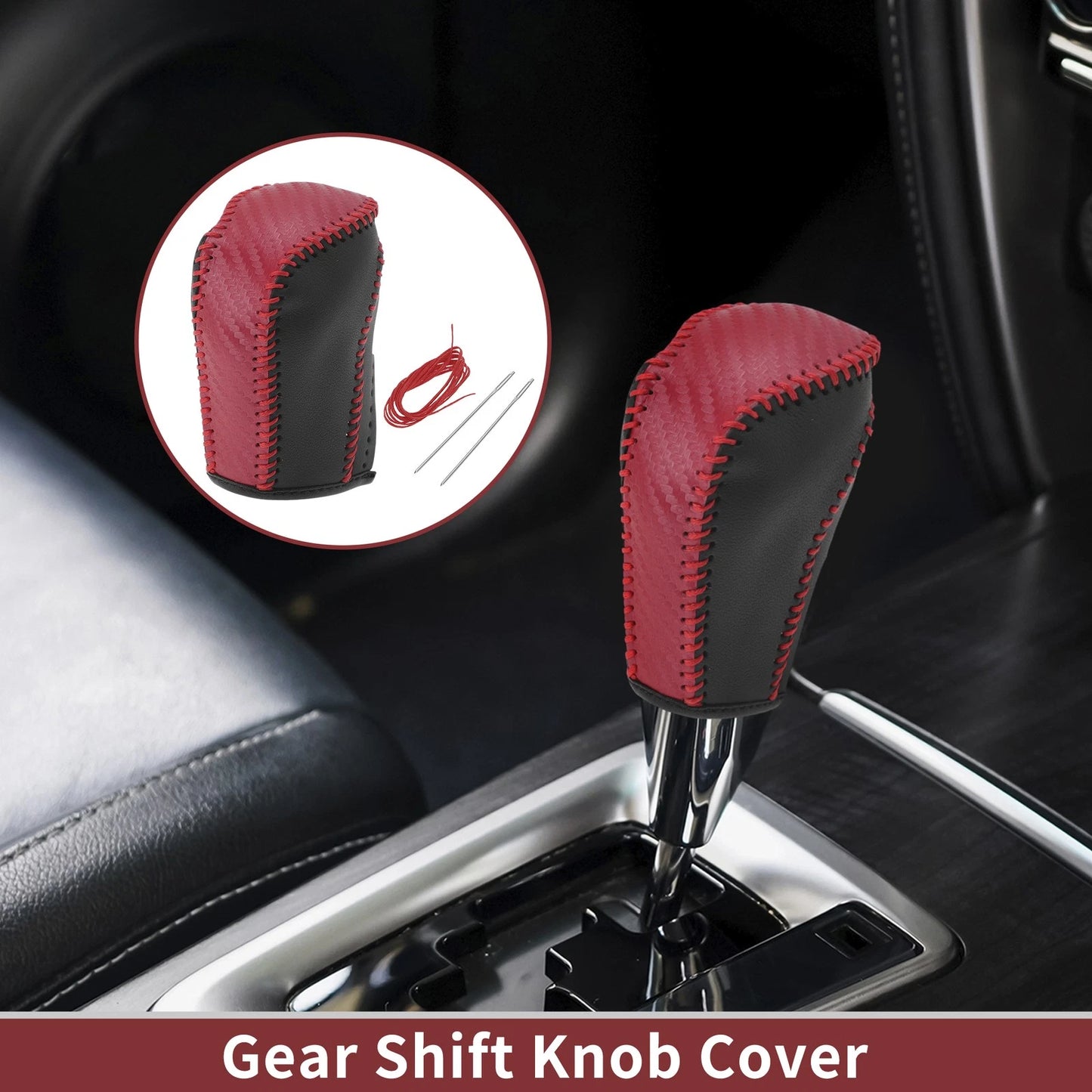 Gear Shift Knob Cover for Honda Inspire (1Pc, Red Faux Leather)