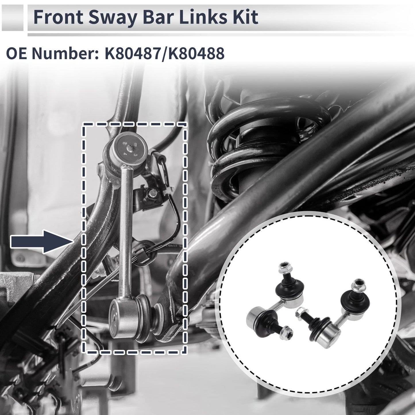 Front Stabilizer Bar Links No Bushing for Acura RSX (2002–2006) No.K80487/K80488