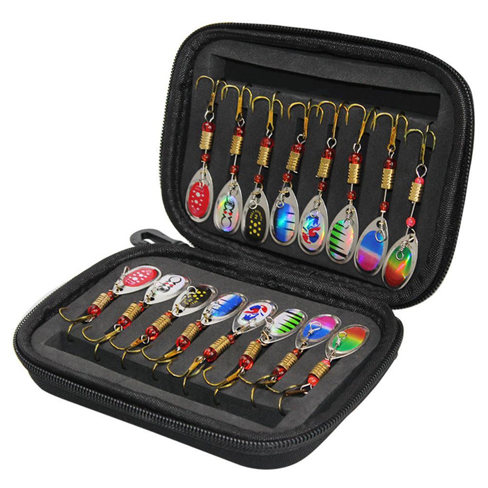 Set of 16 Fishing Lures Spinners Baits with Tackle Bag for Trout Bass