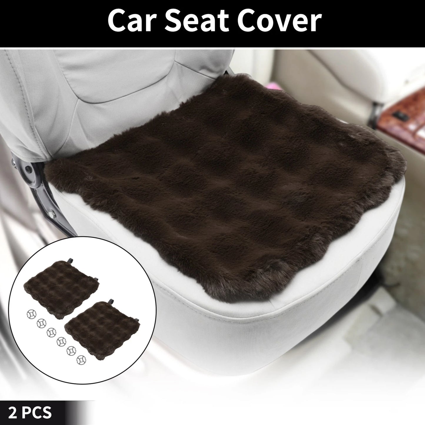 Set of 2 Bottom Seat Pad Covers for Car (Coffee Color, Cotton Grid)