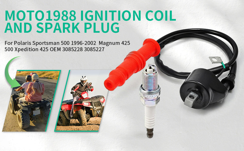 Ignition Coil & Spark Plug for Polaris Magnum 425 500 Xpedition (1995–2005)