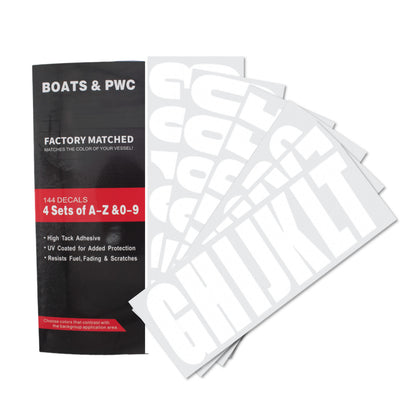 3" Boat Registration Numbers and Letters Decals Custom DIY White