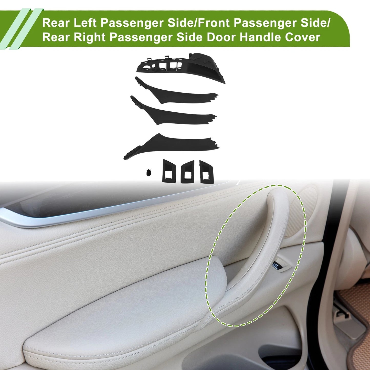 Door Panel Handle Pull Trim Cover for BMW 5 Series (2011–2016) Black