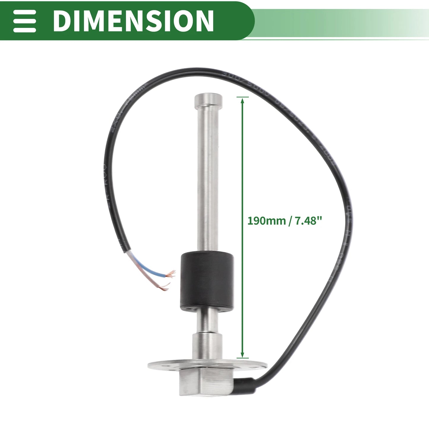 Fuel Sending Unit and Gauge Kit 0-190 Ohm 7.48" for Boat Car Vehicle