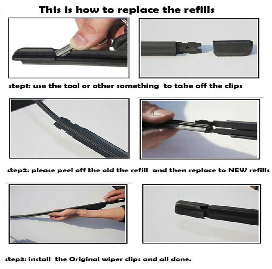 2X 26" Rubber Frameless Windshield Wiper Blade Refills for Car Bus Truck