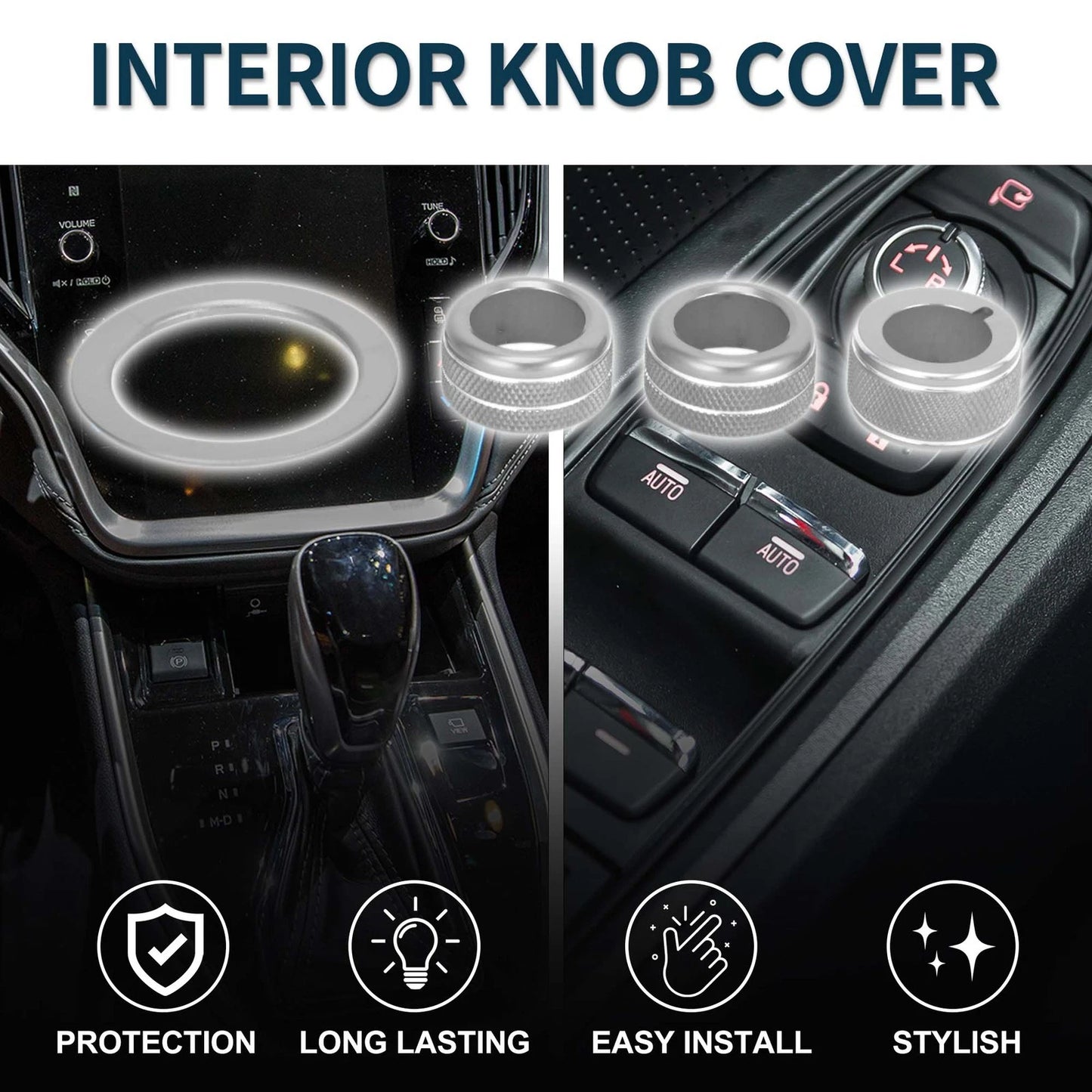 Set of 4 Media Tune Engine Start Mirror Knob Covers for Subaru WRX (2022–2023) Silver Tone