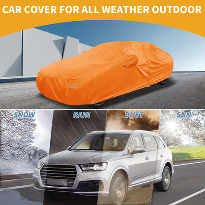 Waterproof Car Cover for Kia Rio (All Weather, Orange, Zipper)